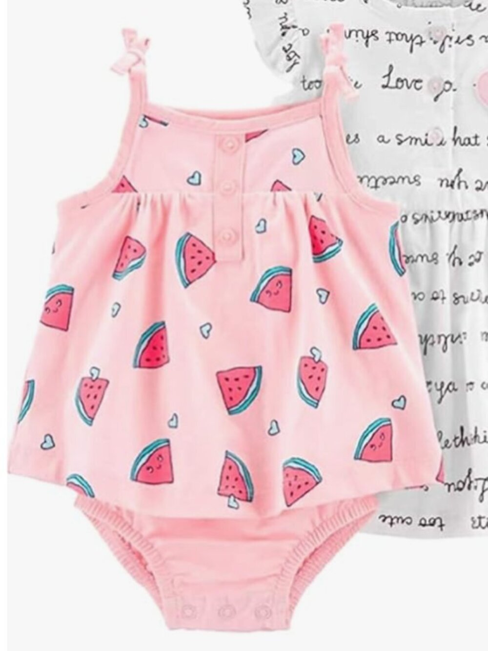 Carter's Baby Girls Sz 24 Months Romper Dress Light Pink Watermelon Print Cotton